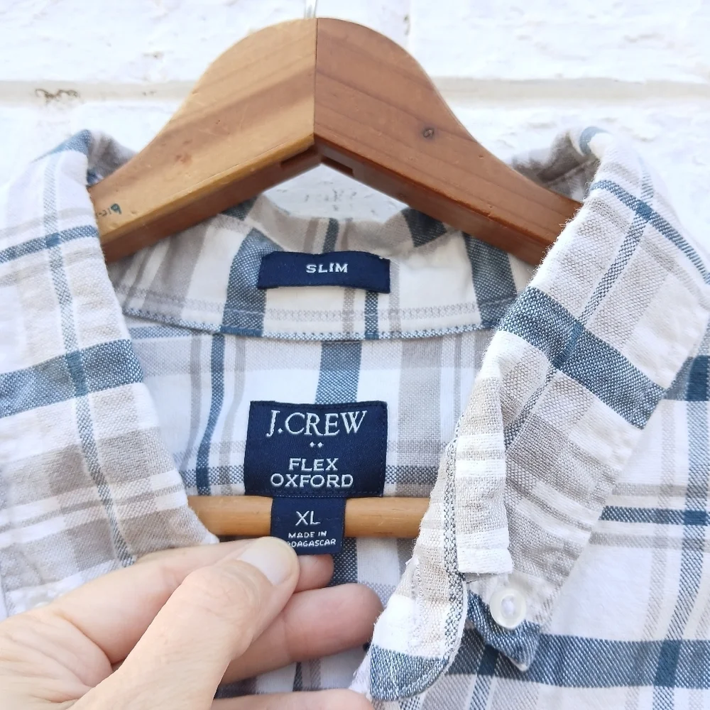 J. Crew Flex Plaid Oxford Shirt Mens XL